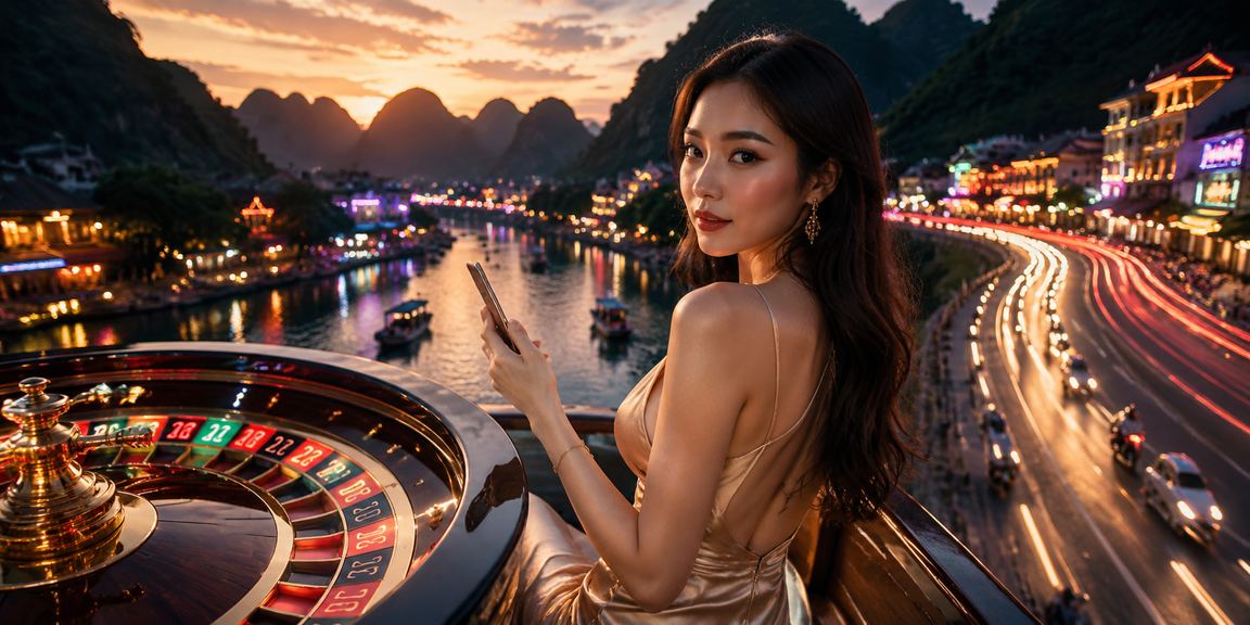 Bàn roulette sáng đèn neon truyền cảm hứng casino hiện đại tại Ninh Bình